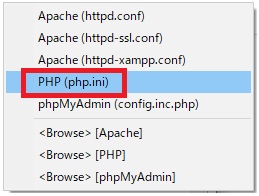 Editing phpini 3. Select php.ini.