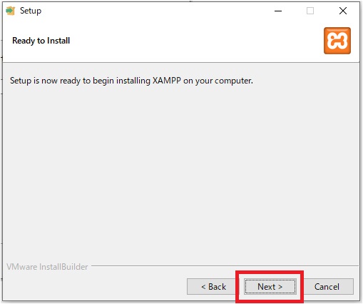 XAMPP Installation Wizard 7. Setup is now ready to begin installing XAMPP on your computer.