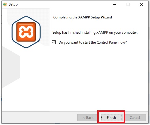 XAMPP Installation Wizard 9. Setup has finished installing XAMPP on your computer.